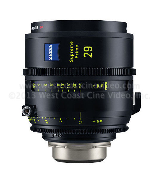 Black Zeiss Supreme Prime Twenty Nine mm Lens